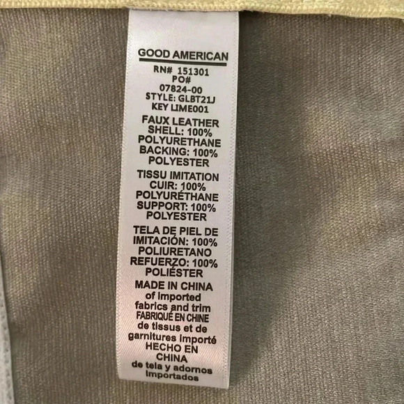 Good American Faux Leather Bandeau Top, Key Lime. Size 2. NEW WITH TAGS! - Picture 7 of 16